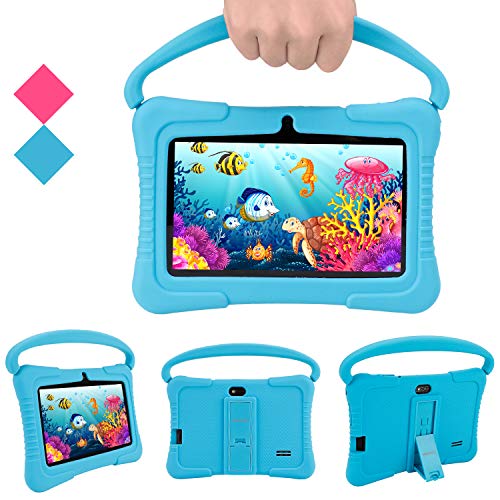 Veidoo kindertablet pc, 7 inch tablet met 1 GB RAM/16 GB geheugen, IPS-scherm, premium ouderbesturing iWawa APP, kinderen (roze) (blauw)
