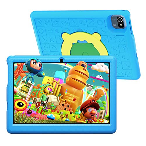 Tablet voor kinderen 10 inch, Android 10 Kids Tablet met ouderbediening, 32 GB ROM + 128 GB SD-uitbreiding, Kidoz vooraf geïnstalleerd, 6000 mAh, WiFi, Type C, tablet voor kinderen met draagtas (Lu)