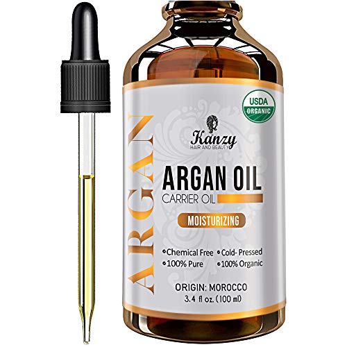 Kanzy Arganolie Biologische 100% Pure Koudgeperste Argan oil Morocco Veganistische Behandeling voor Droog Haar, Huid, Lichaam en Gezicht 100ml