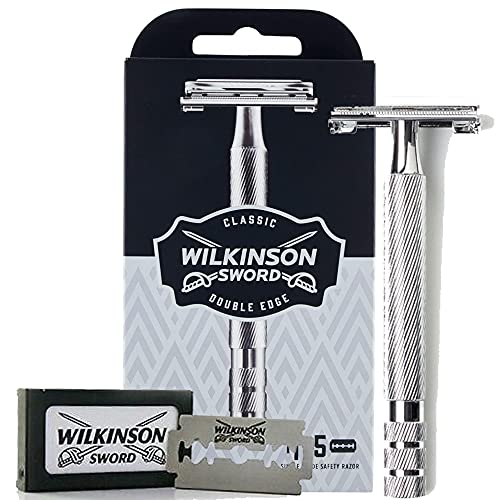 Wilkinson Sword Classic Vintage hoogwaardige scheermes incl. 5 dubbele messen van massief metaal - voor een bijzonder nauwkeurige en zachte scheerbeurt