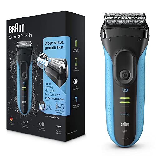 Braun Series 3 Scheerapparaat Voor Mannen, ProSkin, Elektrisch Scheerapparaat, 3040s, Zwart/Blauw