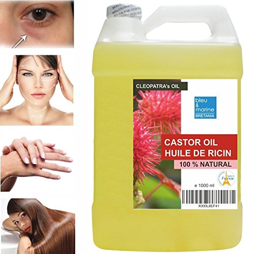 Pure 100% natuurlijke castorolie 1000 ml - haar-, nagels-, gezichts- en lichaamsbevochtiger Wonderolie, Ricinusolie, Castorolie natuurzuiver