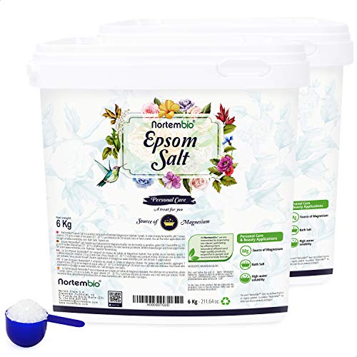 Nortembio Epsom Badzout 2x6 Kg. Geconcentreerde bron van Magnesium. 100% Zuiver. Badzout en Persoonlijke Verzorging. Beschikbaar E-Book.