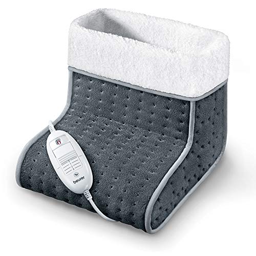 Beurer FW 20 Cosy voetenwarmer, elektrische voetverwarming met 3 temperatuurstanden en automatische uitschakelfunctie, machinewasbaar, grijs