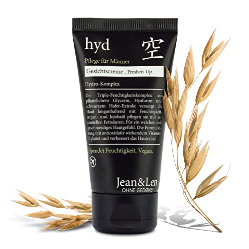 Jean & Len Hydro-gezichtscrème mannen, het triple-vochtconcept met glycerine, hyaluronzuur en zwarte haverextract voorziet intensief van vocht, 50 ml, 1 stuk