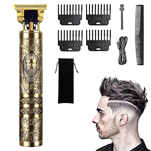 Tondeuse voor lange haartrimmer, draadloze tondeuse, 0 mm, oplaadbaar, elektrische baardtrimmer voor kinderen en gezinnen, goud