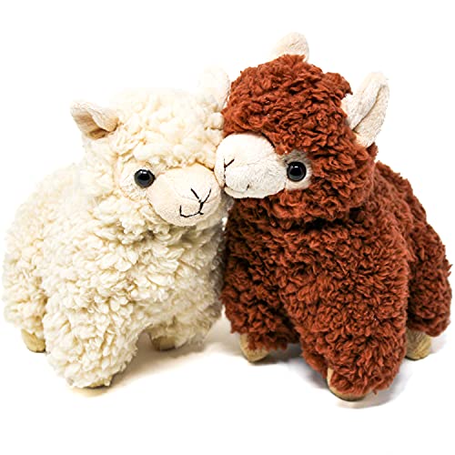 Selldorado® 2 x lama/alpaca knuffeldier van zacht, knuffelig pluche in bruin en beige, groot knuffeldier, 22 cm, voor baby's en kinderen