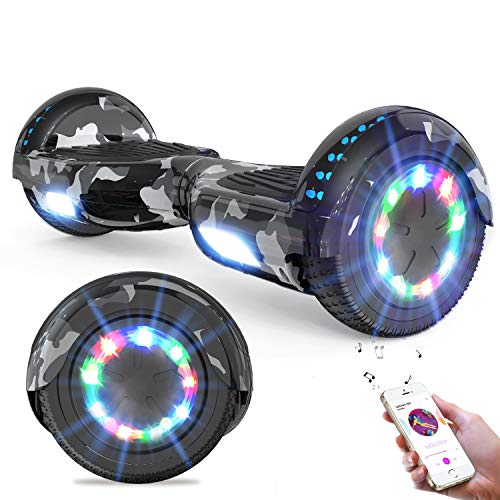 GeekMe hoverboard elektrische scooters 6.5 ″ tweemotorige zelfbalancerende scooters met twee wielen Hover met led-verlichting Bluetooth, cadeau voor kinderen, tieners en volwassenen (Junlv)