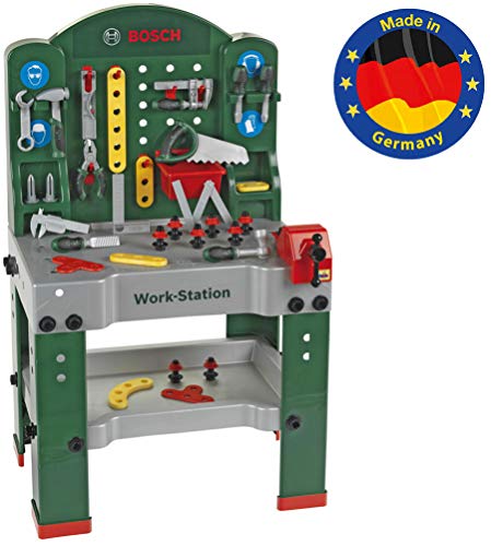 Theo Klein 8580 Bosch werkbank I 44 onderdelen I Werkbank incl. werkblad met leerfunctie I Afmetingen: 61 cm x 44,5 cm x 101 cm I Speelgoed voor kinderen vanaf 3 jaar