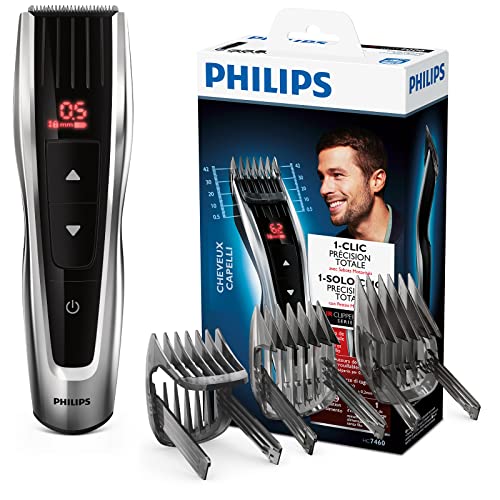Philips Tondeuse series 7000 - 60 Vergrendelbare lengtestanden - 3 Instelbare kammen - DualCut-technologie - Roestvrijstalen messen - Met Auto Turbo - HC7460/15