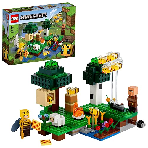 LEGO 21165 Minecraft De Bijenhouderij met Poppetjes, Bijen en Schapen, Constructiespeelgoed voor Jongens en Meisjes vanaf 8 Jaar