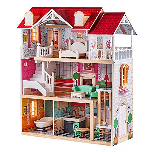 TOP BRIGHT Poppenhuis van hout met meubels met sensor