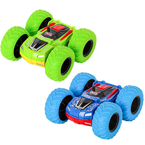 m zimoon Trekwagen, traagheid Monstertruck Speelgoedauto's Dubbelzijdige wrijving Aangedreven voertuigen 360 Draaibare flips Push-and-go-voertuig Min Car Toys Verjaardagscadeautjes voor 3-7 jaar Jongens Meisjes