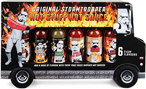 Modern Gourmet Foods, Originele Stormtrooper Food Truck Hot Stuff Chili Saus Gift Set, smaken omvatten Red Hot Lava Flow, geroosterde Chipotle, Habanero Heatwave en nog veel meer, Pack van 6