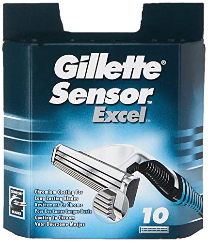 Gillette Sensor Excel Navulmesjes (10 Stuks), Scheermesjes Voor Mannen, Voor Een Nauwe En Comfortabele Scheerbeurt 3 Mesjes, Past In Brievenbus