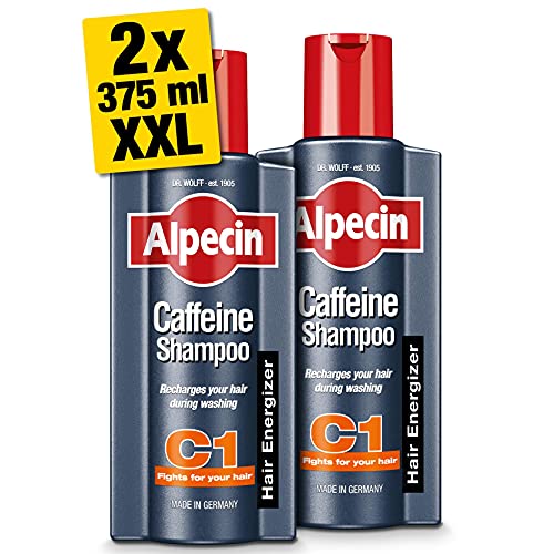 Alpecin Cafeïne Shampoo C1 2x 375ml | Voorkomt en Vermindert Haaruitval | Energizer voor Sterk Haar | Natuurlijke Haargroei Shampoo voor Mannen