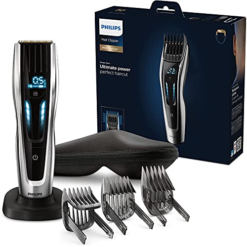 Philips Tondeuse Series 9000 - Digitaal swipe-display - 400 Lengtestanden - Zelfslijpende titaniummesjes - 3 Instelbare kammen - Geheugenfunctie onthoudt favoriete lengte - HC9450/20