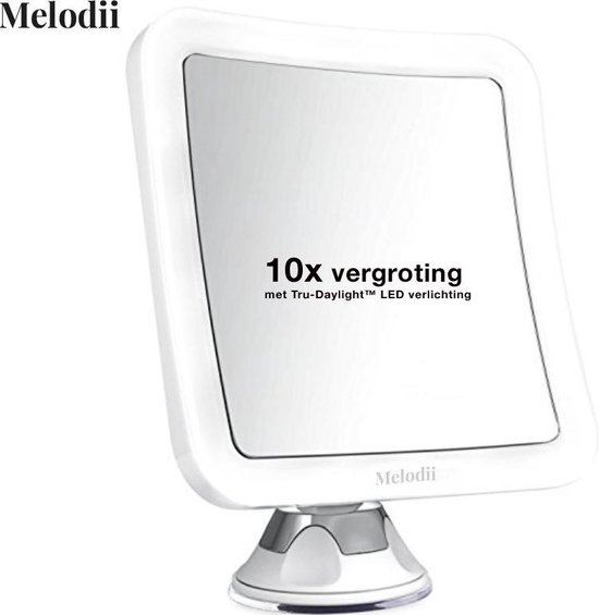 Spiegel met LED verlichting - Make-upspiegel met 10x Vergroting en Sterke Zuignap